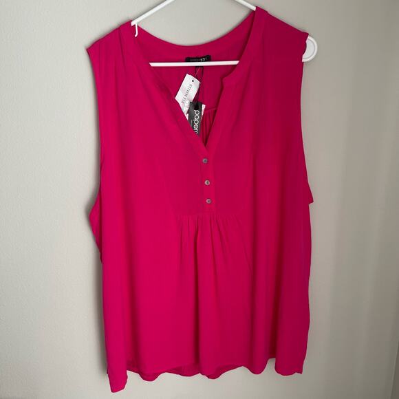 NWT Papermoon StitchFix Pink Magenta Ryan Button Tank Blouse (Size 3X) - Picture 2 of 8